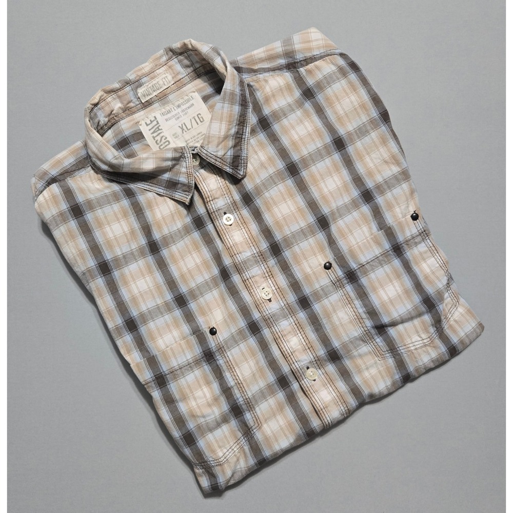 Aeropostale Shirt Mens XL Plaid Short Sleeve Vintage Fit